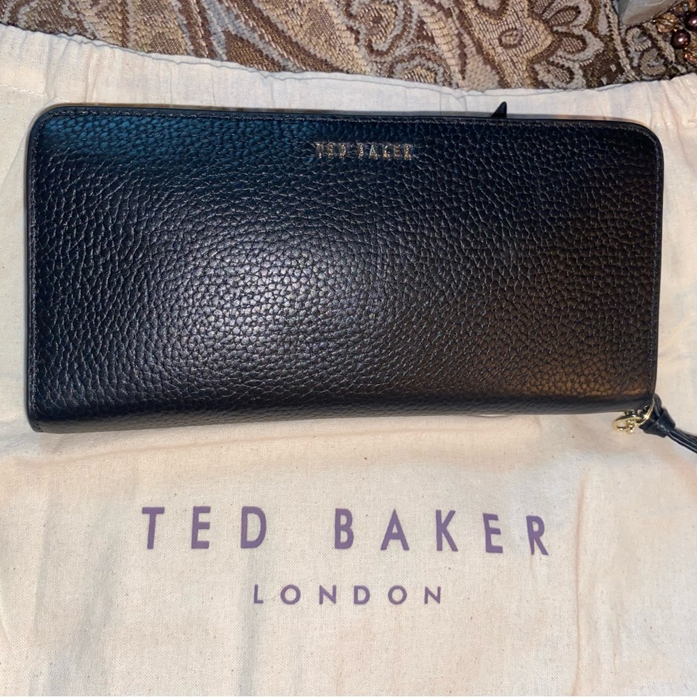 Ted Baker Pebbled Black Leather Clutch